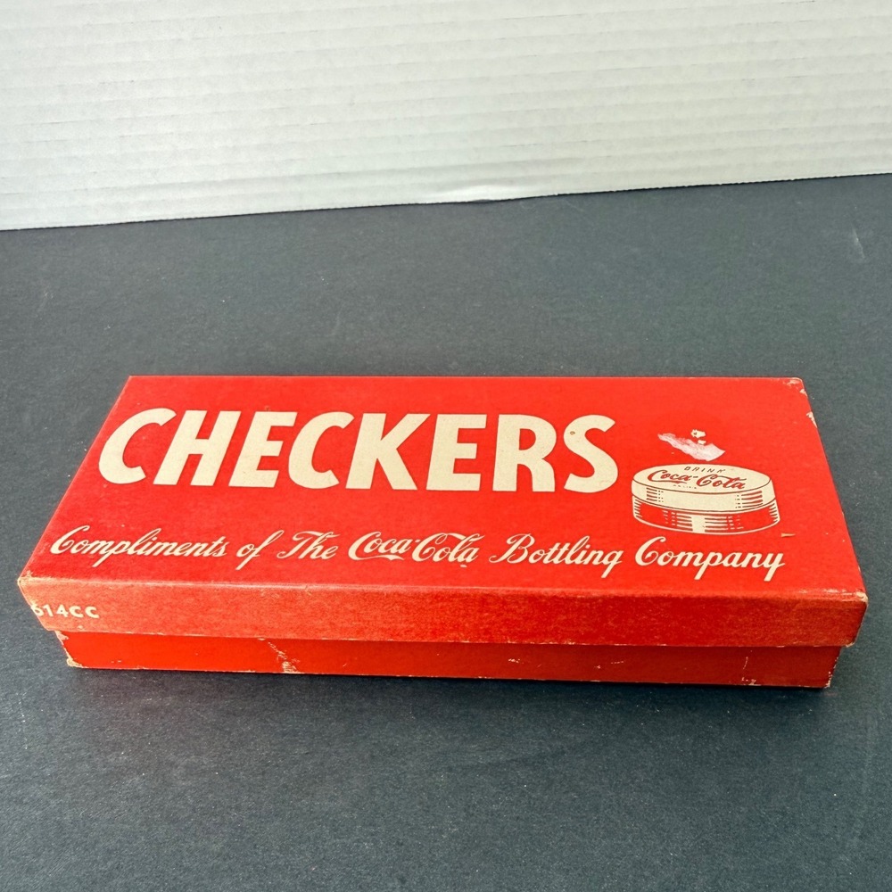 Vintage 1950s Coca-Cola Wooden‎ Checkers Set Original Red Box Promotional